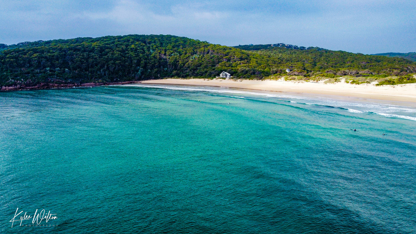 One Mile Beach from the northeast, Port Stephens, Australia, in December 2024.