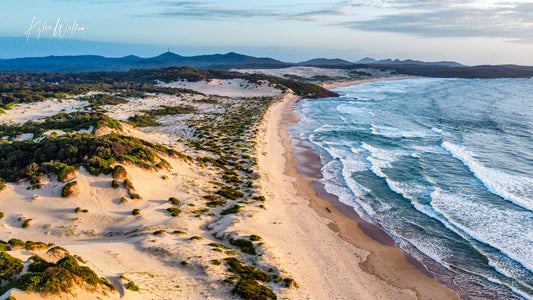 One Mile Beach from the southwest, Port Stephens, Australia, in December 2024.